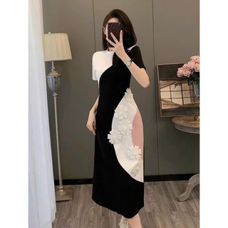 ( HÀNG QUẢNG CHÂU CAO CẤP ) VÁY SUÔNG HOA NỔI ĐÍNH CƯỜM - TÔN DÁNG CHUẨN ĐẸP