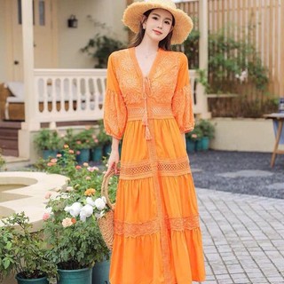 ( HÀNG QUẢNG CHÂU CAO CẤP ) VÁY ĐẦM TIỆC TRẮNG TINH KHÔI - PHỐI REN THÊU TIỂU THƯ ĐÀI CÁT