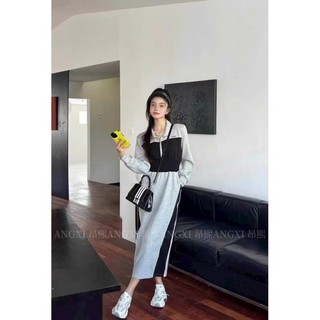 (HÀNG NHẬP) VÁY ĐẦM SUÔNG PHỐI MÀU  - EO BO THUN TÔN DÁNG CHUẨN ĐẸP ( CC4201923 )