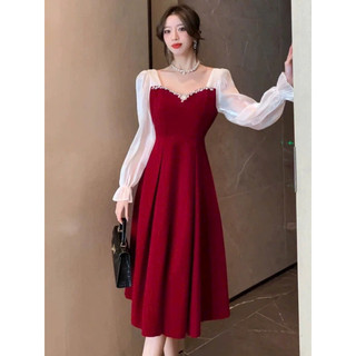 (HÀNG NHẬP) VÁY ĐẦM TIỆC MÀU ĐỎ ĐẬM “ LỄ HỘI” ( M 3500523)