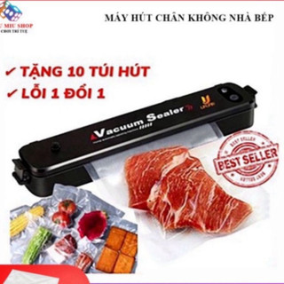 Máy hút chân không thực phẩm kèm hàn miệng túi, tặng kèm 10 túi hút, bảo hành 2 năm, dụng cụ nhà bếp sale