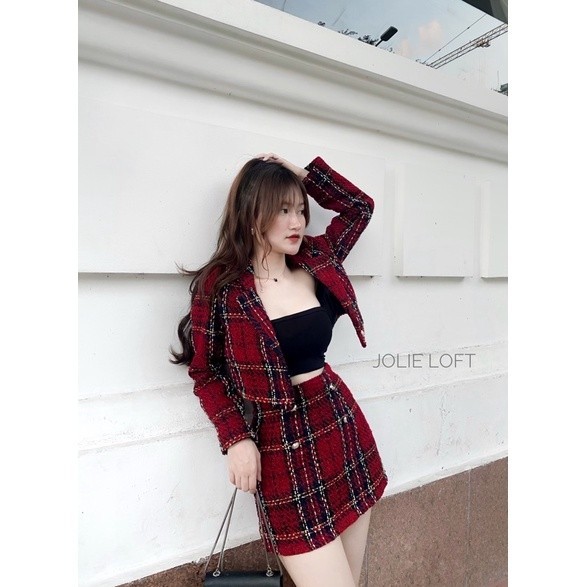 Chris Tweed Set - set dạ đỏ tôn da