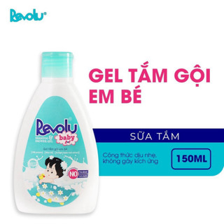 Sữa tắm gội lành tính Revolu Baby cho bé giúp da bé mịn màng giảm ngứa do rôm sảy chai xanh 150ml