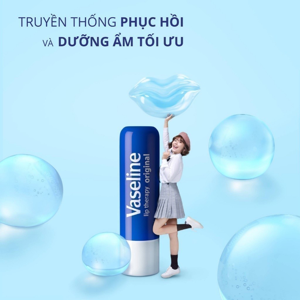 Combo 2 son dưỡng môi Vaseline dạng thỏi Lip Therapy Stick: Mềm Mịn Original và Hồng Xinh Rosy Lips (4.8g x2)