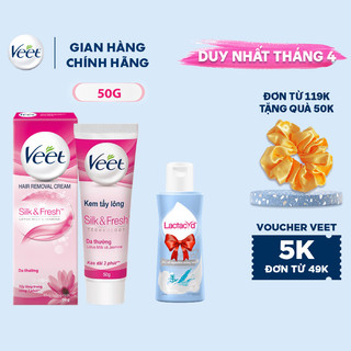 Combo Tuýp kem tẩy lông Veet cho da thường 50g và Dung dịch vệ sinh phụ nữ Latacyd Pearly Intimate 60ml