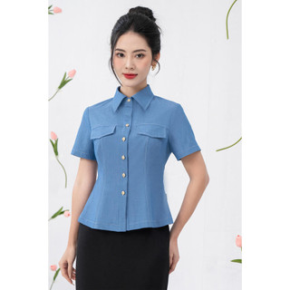Áo sơ mi cổ đức, hai nắp túi ngực MMOutfit AO1223302