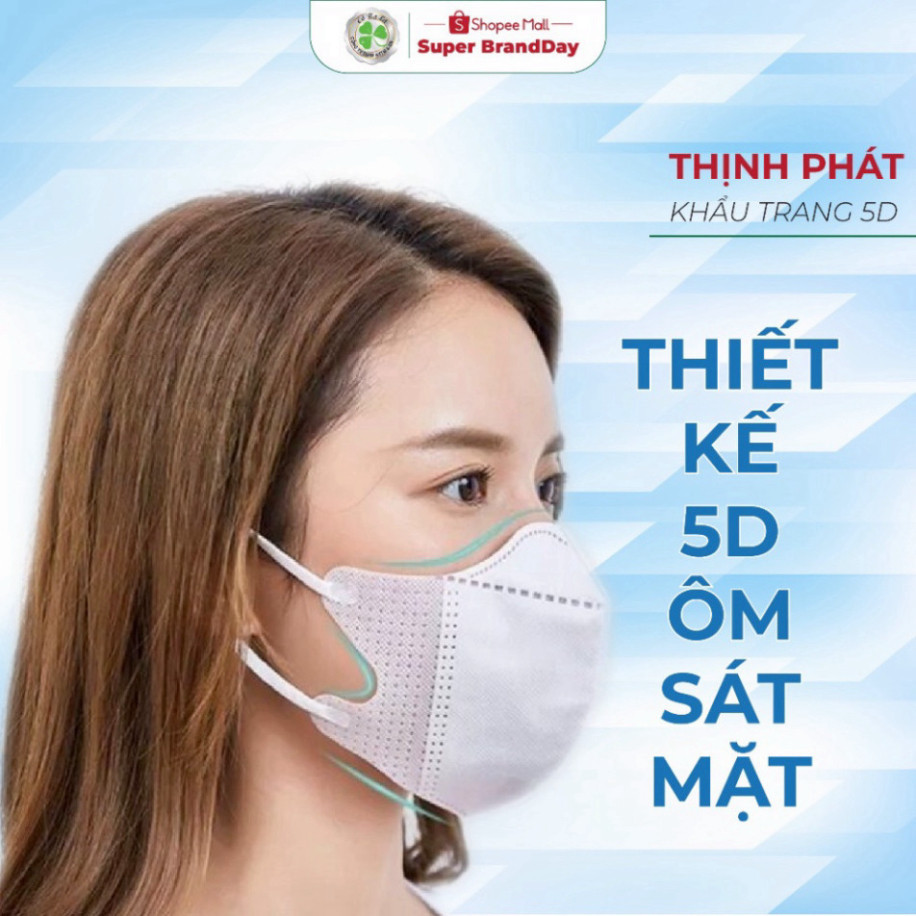 Khẩu trang y tế 5D Thịnh Phát 3 lớp kháng khuẩn kháng giọt bắn chống tia UV