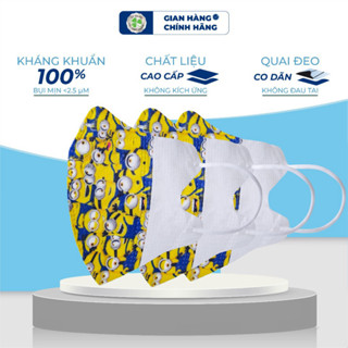 100 cái khẩu trang trẻ em 5D THỊNH PHÁT lụa 3 lớp kháng khuẩn in hình đa dạng cho bé từ 22 - 38kg Cỏ Ba Lá