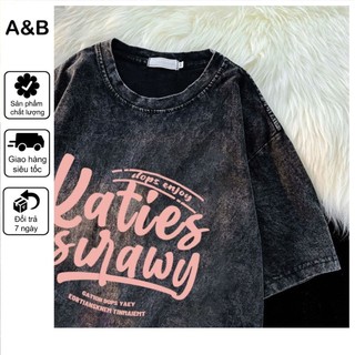 Back stree Áo phông nữ | Bột Thư Hoa Kỳ in Nước rửa | thời trang nữ áo tay lỡ unisex bigsize tee vintage 100%