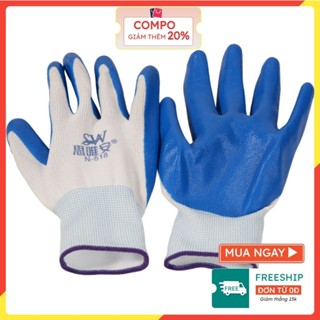 [GIÁ SỈ] SET 50 ĐÔI Găng Tay Lao Động Phủ Sơn Xanh Dùng trong Cơ Khí Xây Dựng An Toàn Bảo Hộ Cho Người Lao Động OKAMAS