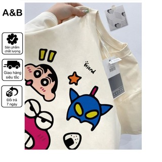 NEMO Áo thun thương hiệu địa phương Crayon Xiaoxin in cotton nữ Vintage Unisex ngắn tay áo thun LOẠI 1