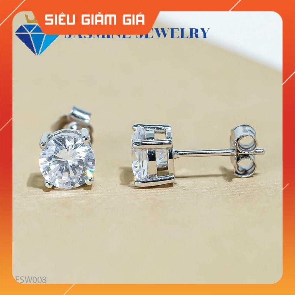 Bông tai nam nữ kim cương nhân tạo Moissanite kiểm định GRA bạc xi bạch kim - Mẫu số 8