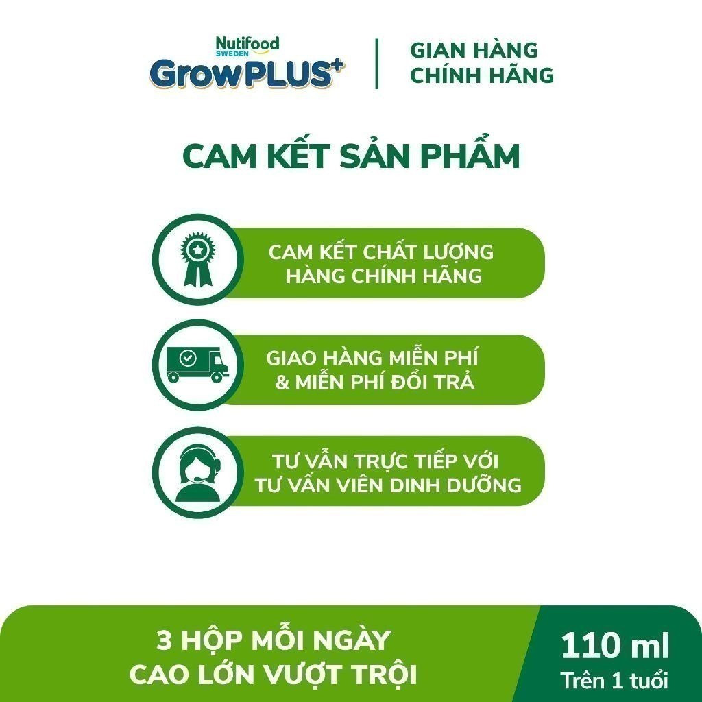 Combo 2 Thùng 24 Hộp Sữa Bột Pha Sẵn Nutifood Sweden GrowPLUS+ Cao lớn vượt trội hộp 110 ml