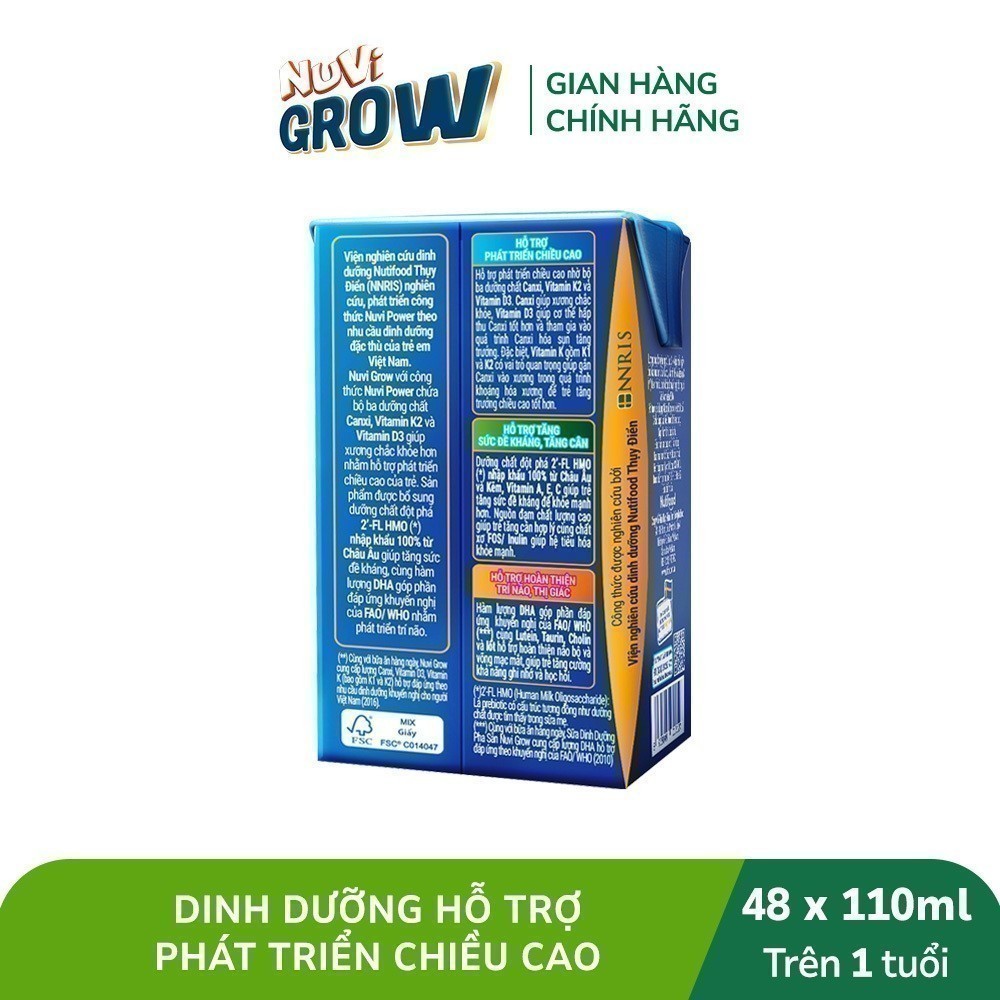 Sữa Bột Pha Sẵn Nuvi Grow phát triển chiều cao hộp 110ml