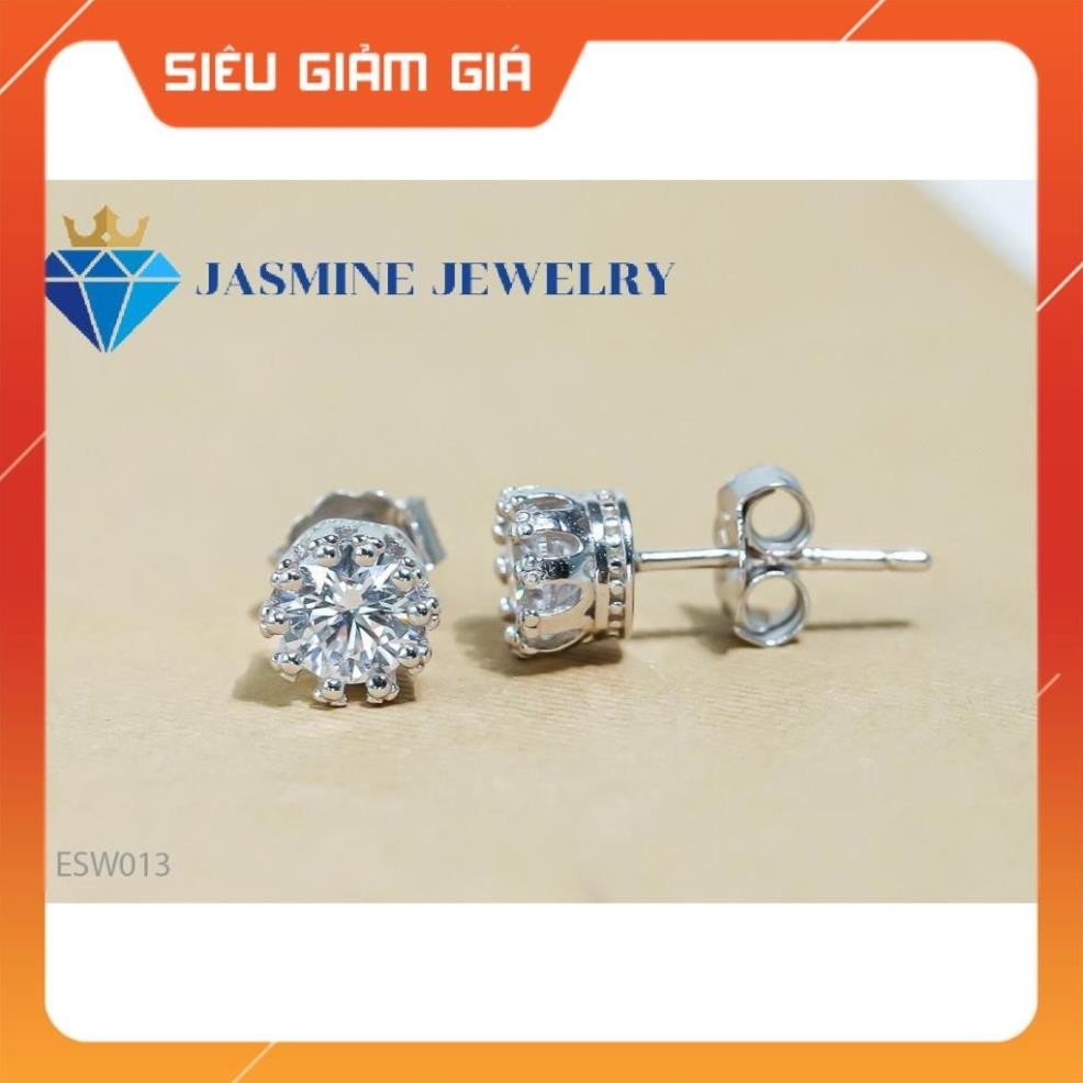 Bông tai nam nữ kim cương nhân tạo Moissanite kiểm định GRA bạc xi bạch kim - Mẫu số 13