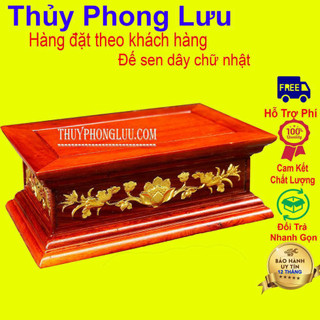 Đế kê tượng phật chữ nhật sen dây gỗ hương rát vàng