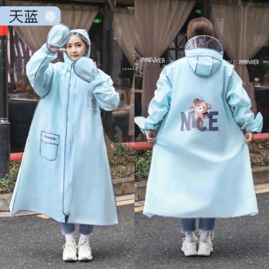 Áo mưa thời trang VINFASS in hình gấu có khoá kéo tiện lợi - Áo mưa măng tô chống thấm nước tuyệt đối [MẪU 2024]