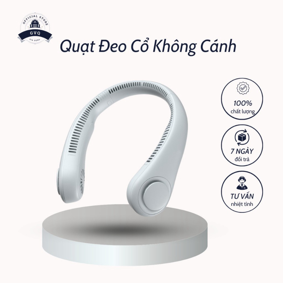 Quạt Đeo Cổ Không Cánh Phong Cách Thời Trang Thiết Kế Thông Minh 3 Chế Độ Gió Sạc Điện (GVQ Store)