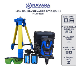 Máy cân bằng laser NAVARA 601 5 tia xanh bóng LED siêu sáng Có kèm chân