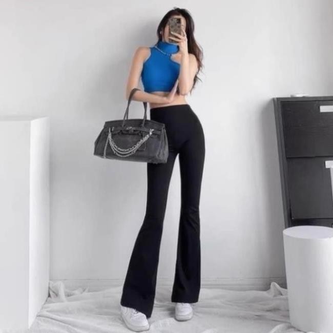 !? Quần ống loe cạp cao legging dáng dài, Quần legging nữ ôm ống loe dáng dài Q07