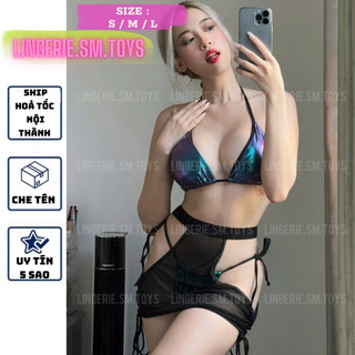 Dya2122301 có bigsize - bikini hologram kèm chân váy voan cut-out phong cách sexy cosplay sexy gợi cảm