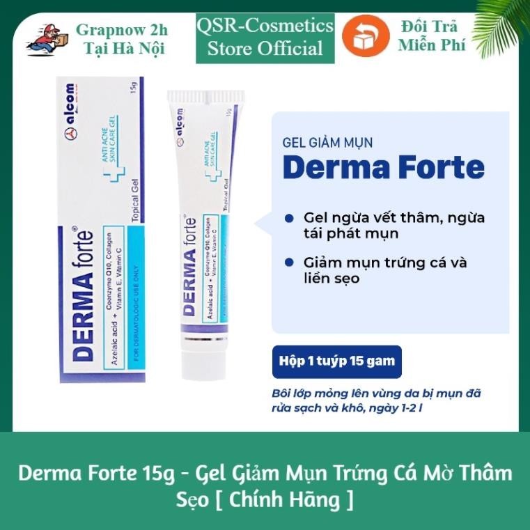 (Chính Hãng) Derma Forte 15g - Gel Giảm Mụn Trứng Cá Mờ Thâm Sẹo Derma Forte