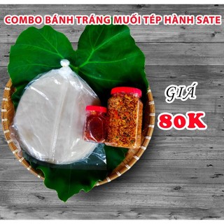Combo 500g bánh tráng phơi sương kèm hủ muối tép hành + hủ sate ớt cay