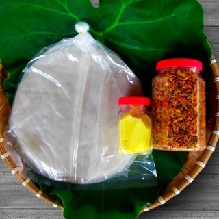 Combo 250 bánh tráng tròn phơi sương kèm hủ muối tép hành + hủ bơ