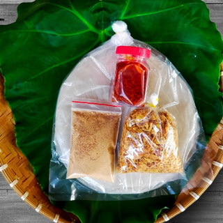 Combo 250g bánh tráng phơi sương + bịch muối + bịch hành phi + hủ sate