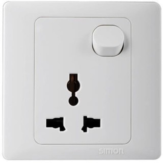 Ổ cắm 3 chấu đa tiêu chuẩn vuông kèm công tắc bật tắt Simon Series 50 51089B