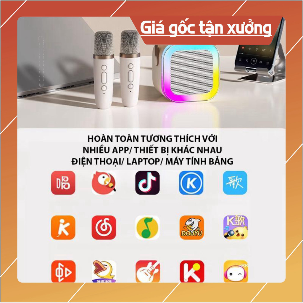 [ chính hãng] Loa bluetooth mini hát karaoke k12 tặng kèm 2 mic,có thể thay đổi giọng, nhỏ gọn có thể mang theo dễ dàng