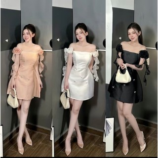  Váy Taffa Trễ Vai Đính Hoa Nổi 3D Hiện Đại và Quyến Rũ Doll Diva V57