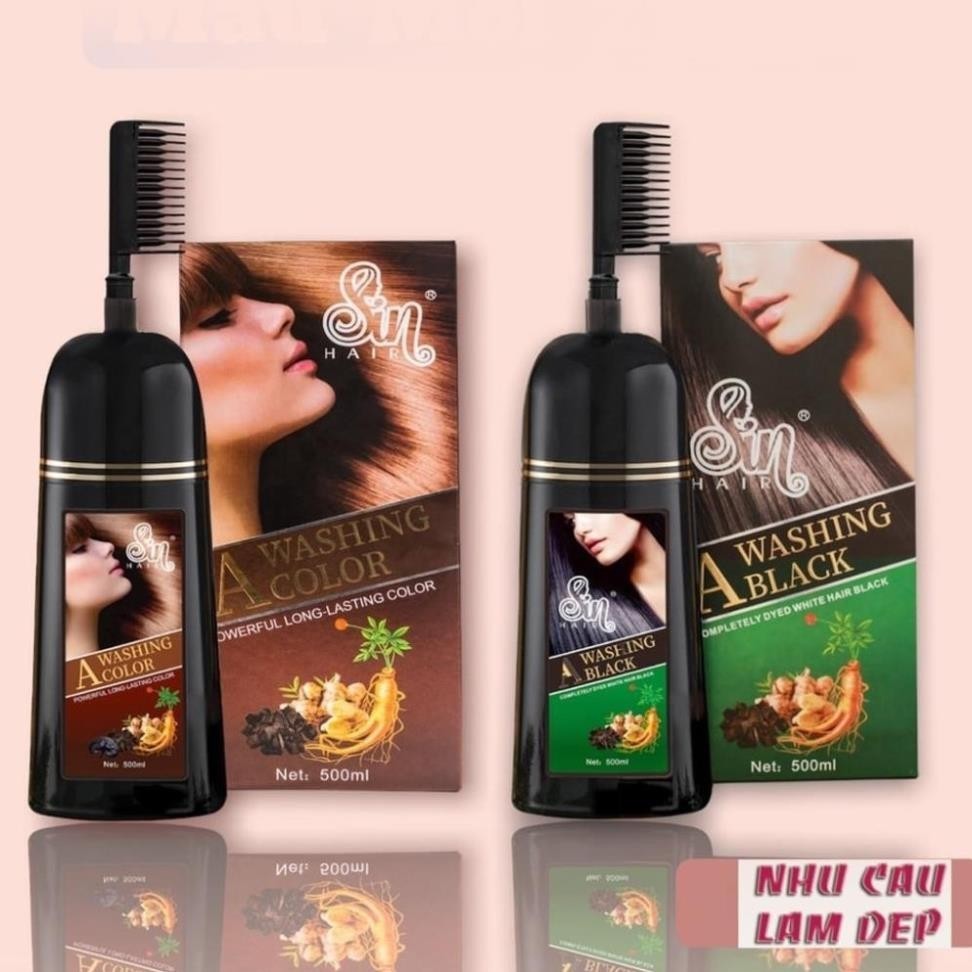 Sin Hair - Dầu Gội Phủ Bạc Sin Hair - Phủ Bạc Nhân Sâm Phủ Đen Phủ Nâu Tóc Tự Nhiên Số 1 Nhật Bản v b