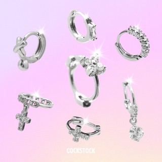 Khuyên vòng mini màu bạc - silver hoop earring collection 2 cockstock