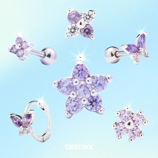  Khuyên tai đính đá tím - PURPLE EARRING COLLECTION COCKSTOCK 