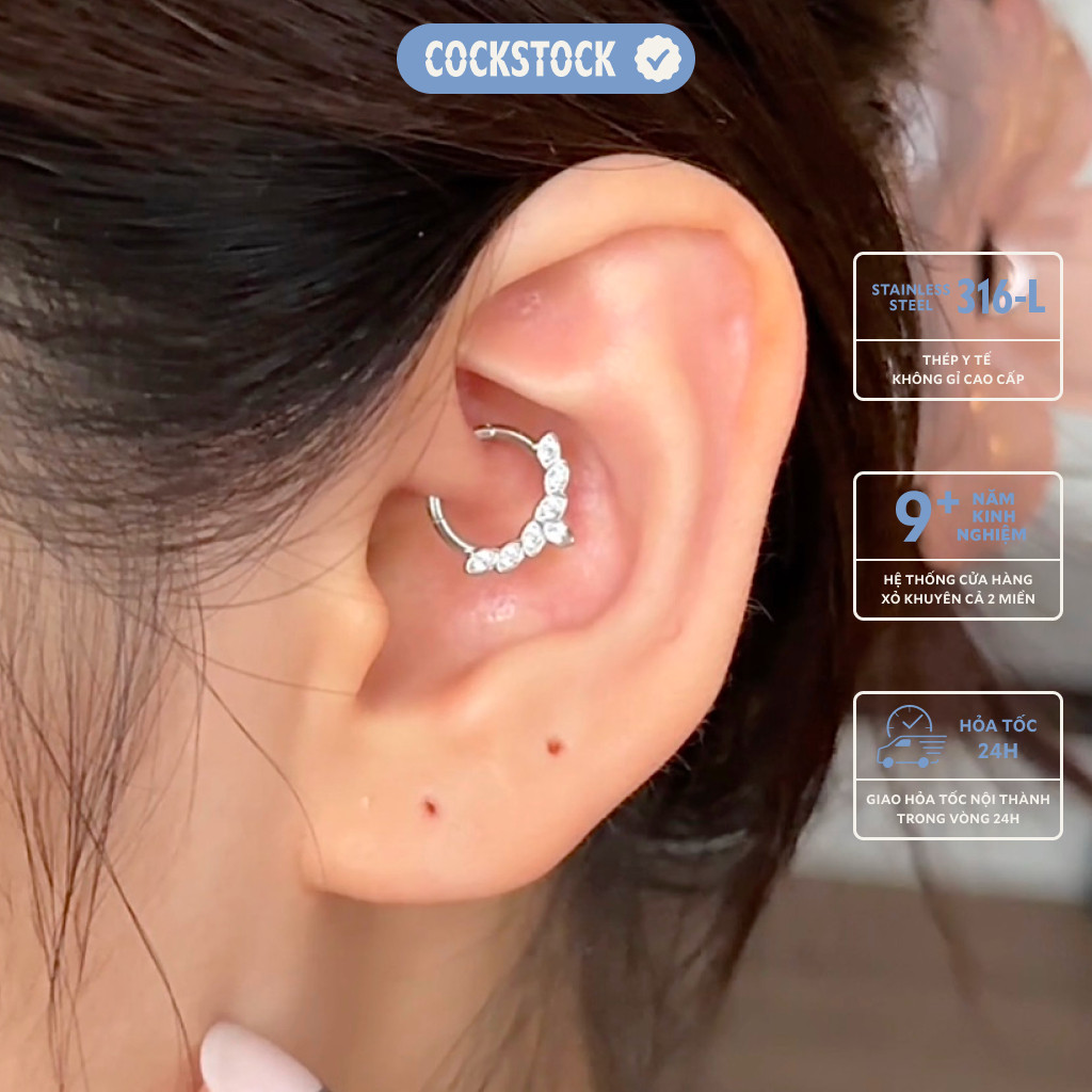 Khuyên vòng 7 lá đá 7-LEAF DAITH/ SEPTUM RING COCKSTOCK