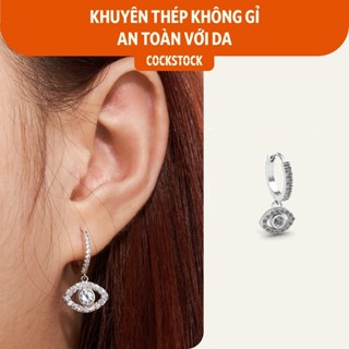 Khuyên tai vòng thả mắt đá Blink Eye Hoop Earring CockStock