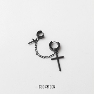Khuyên tai vòng thánh giá thả xích DOUBLE CHAIN CROSS EARRING (giá 1 chiếc)