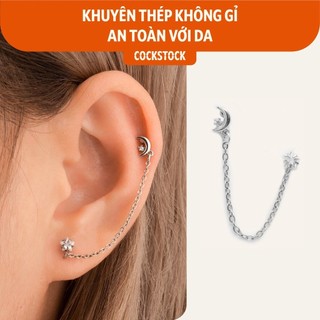 Khuyên tai sao đá nối trăng sao đá thả xích Star and Moonstar Small CockStock