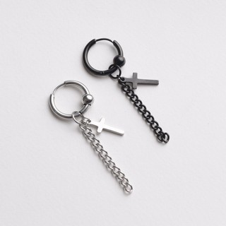 Khuyên tai thả CHAIN HOOP EARRING WITH CROSS