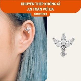 Khuyên tai 3 lá đá thả Three wings drop CockStock