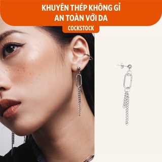 Khuyên tai ghim băng rút thả xích Paperclip Chain Earring CockStock
