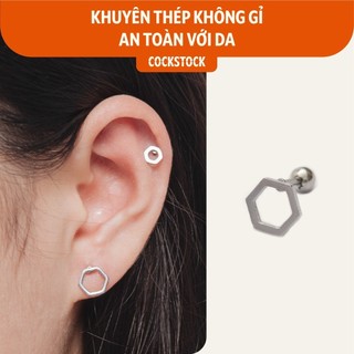 Khuyên tai Lục giác rỗng chốt bi Hexagon minimal CockStock