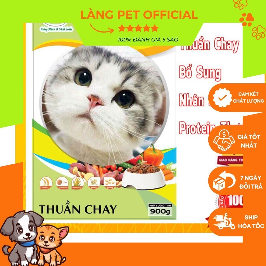 Thức Ăn Cho Mèo 💖 Thức Ăn Thuần Chay 💖 Bổ Sung Tinh Chất Nhân Sâm và Protein Thực Vật Đậm Đặc