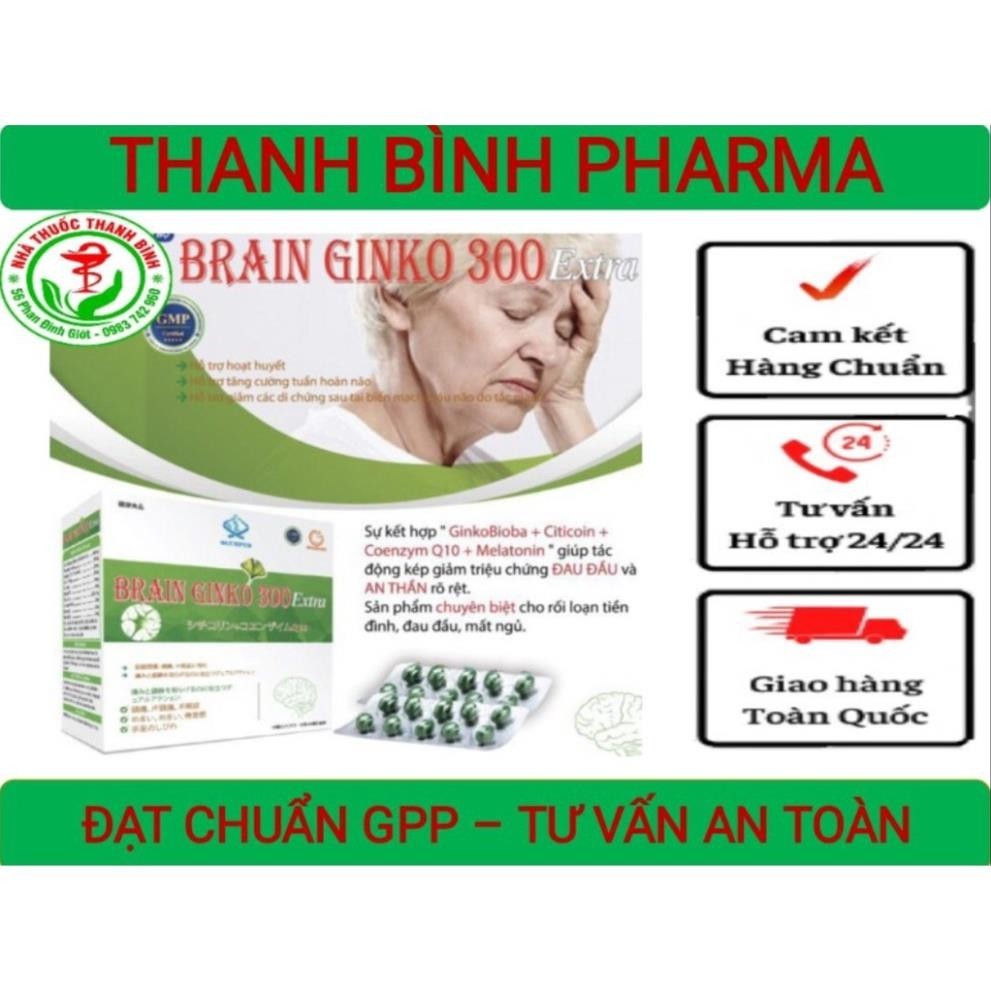 BRAIN GINKO 300 EXTRA VỚI CITICOLINE VÀ COENZYME Q10 - HỖ TRỢ GIẢM ĐAU ĐẦU-HOA MẮT-CHÓNG MẶT-MẤT NGỦ