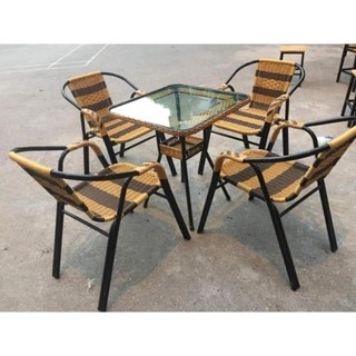 Bộ bàn ghế Cafe Mây Nhựa , nhà hàng , khách sạn , quán cafe sân vườn ban công healhomes