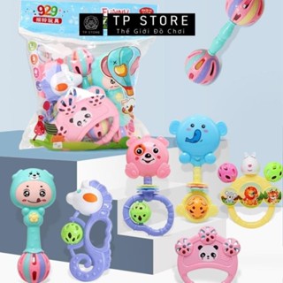 Đồ chơi xúc xắc 7 món  vui nhộn kích thích giác quan cho bé, Bộ xúc xắc lục lạc thích thú nhiều màu sắc an toàn TP Store