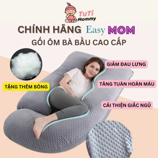 Gối chữ U cho bà bầu chính hãng EASYMOM, gối ôm bà bầu vải nhung cao cấp tặng kèm thêm bông