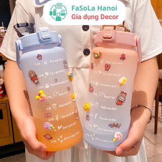 Bình đựng nước cute 2L có vạch chỉ báo nhắc uống nước