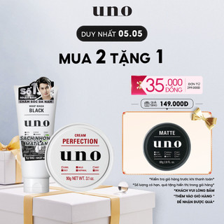 Combo chăm sóc da sạch sâu và kiềm dầu: sữa rửa mặt Uno Black 130g + kem dưỡng da ban đêm Uno Cream perfection 90G